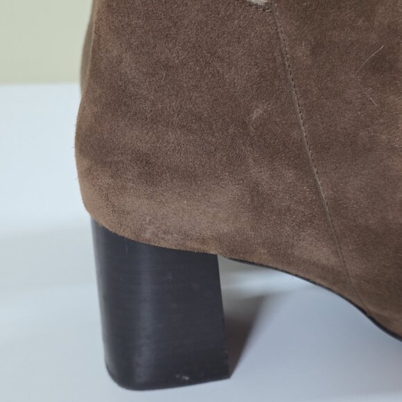 See By Chloe Brown Suede Ankle Booties US 8.5 EU 38.5 Spain Stacked Heel Elegant - Picture 14 of 16